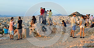 Tourists on the Areopagus Hill.