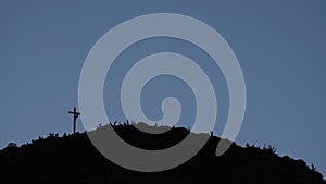 Tourists Ascending to a Cross on a Mountain Peak in Chapada Diamantina