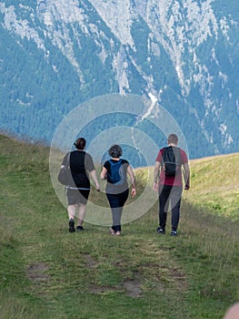 Tourists at Baiu Mountains, Romania