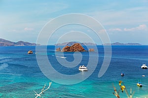 Tourists boats in Tortuga Island