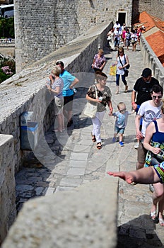 Tourists in the citadel of the old town of Dubrovnik ,Croatia