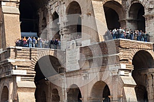 Tourists at the Coliseum. Rome Italy.