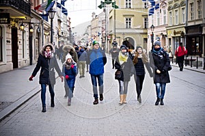 Tourists in Cracow Poland