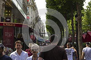 Crowds on the Champs Ãâ°lysÃÂ©e Paris