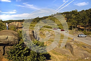 Tourists at Devil's Den Gettysburg Battlefield Pennsylvania