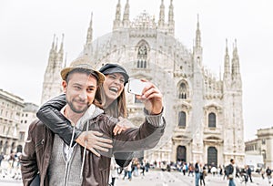 Tourists at Duomo cathedral,Milan