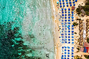 Tourists enjoy sunny summer day at Pantachou beach. Ayia Napa, Famagusta District, Cyprus