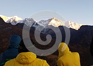 Tourists Enjoy Sunrise At Mt. Kanchenjunga photo