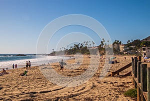 Tourists enjoying beautiful Laguna Beach
