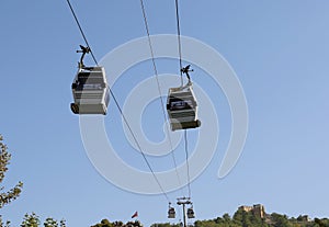 Tourists enjoying Cable Car Ride and heading to  Alanya Castle