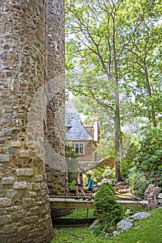 Tourists entering hammond castle Gloucester Massachuetts photo