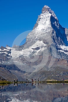 Tourists in front of the Matterhorn