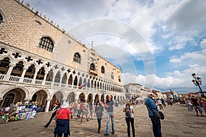 Tourists in front of Palazzo Ducale - Piazza San Marco Venice Italy