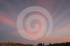 Pink sunset at the summit of Cadillac Mountain