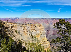 Tourists Gathering at Mather Point Vista Above The Inner Gorge