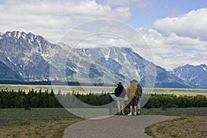 Tourists at The Grand Tetons Wyoming