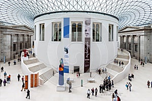 Tourists in the Great Court of the British Museum. London, England