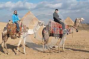 Tourists at the Great Pyramids of Giza