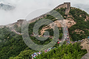 Tourists on Great Wall in Beijing, China