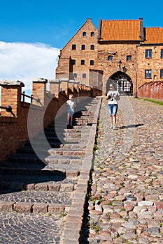 Tourists in Grudziadz Spichrze landmark