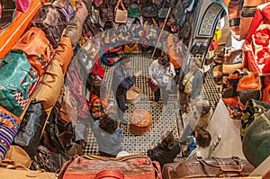 Tourists Haggle Over Leather Goods in Morocco