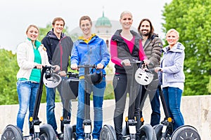 Tourists having Segway sightseeing