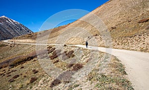 Tourists hiking on the Hoosier Pass on fall photo