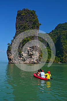 Tourists kayaking