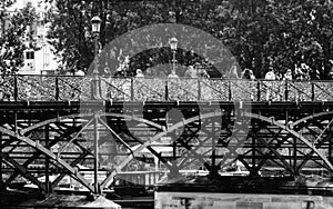 Bridge over Seine River, Paris in Retro Black and White