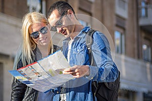 Tourists with map photo