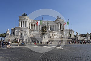 Tourists at the monument to Victor Emmanuel II. Piazza Venezia,