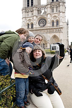 Tourists near Notre Dame de Paris
