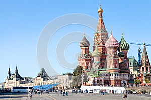 Tourists near Pokrovsky Cathedral on Red Square