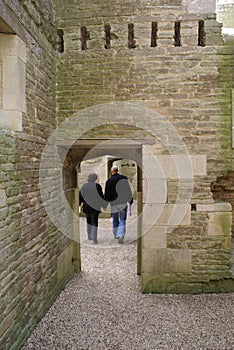 Tourists at a Norman Castle, Kenilworth, England