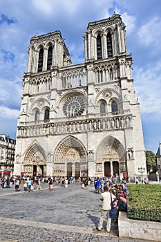 Tourists at Notre Dame, Paris, France