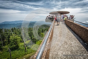 Tourists on observation deck