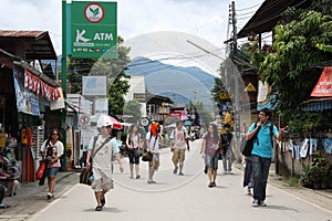Tourists in Pai, Thailand