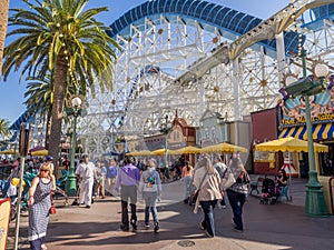 Tourists at Paradise Pier, Disney California Adventure Park