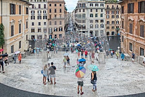 Tourists in piazza, Rome, Italy