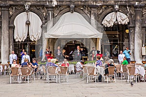 Tourists in Piazza San Marco , Venice, Italy