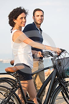Tourists with rented bikes