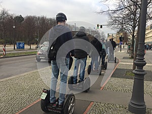 Tourists on a segway tour in Berlin, Germany