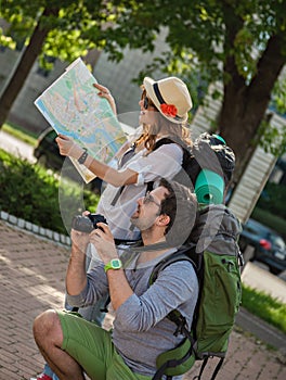 Tourists Sightseeing City