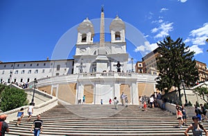 Tourists on the Spanish Steps in Piazza di Spagna, Rome, Italy