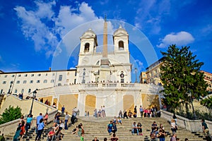 Tourists on Spanish Steps in Rome