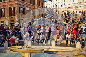 Tourists on Spanish Steps in Rome