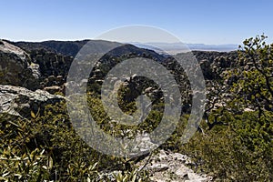 Tourists at Speaker`s box at the Chiricahua National Monument