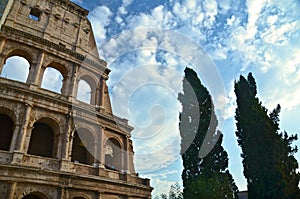 Tourists spending an afternoon at the Colosseum