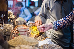 Tourists in spices souk in dubai