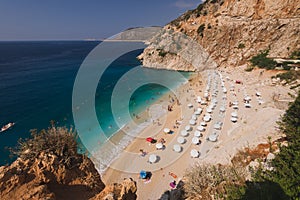 Tourists swimming on the Kaputas Beach, Kas, Antalya Turkey